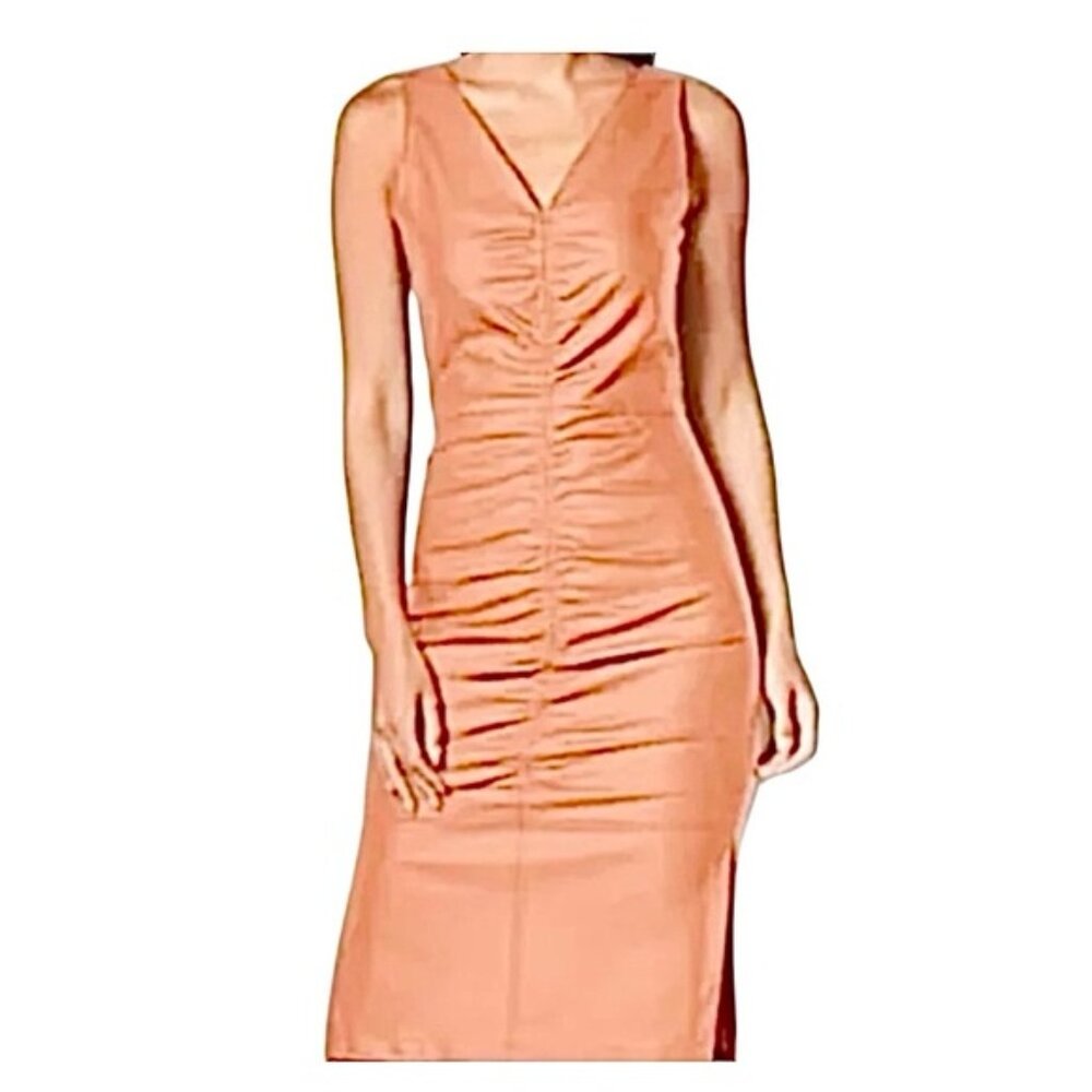 Venus Faux Leather Ruched Dress
